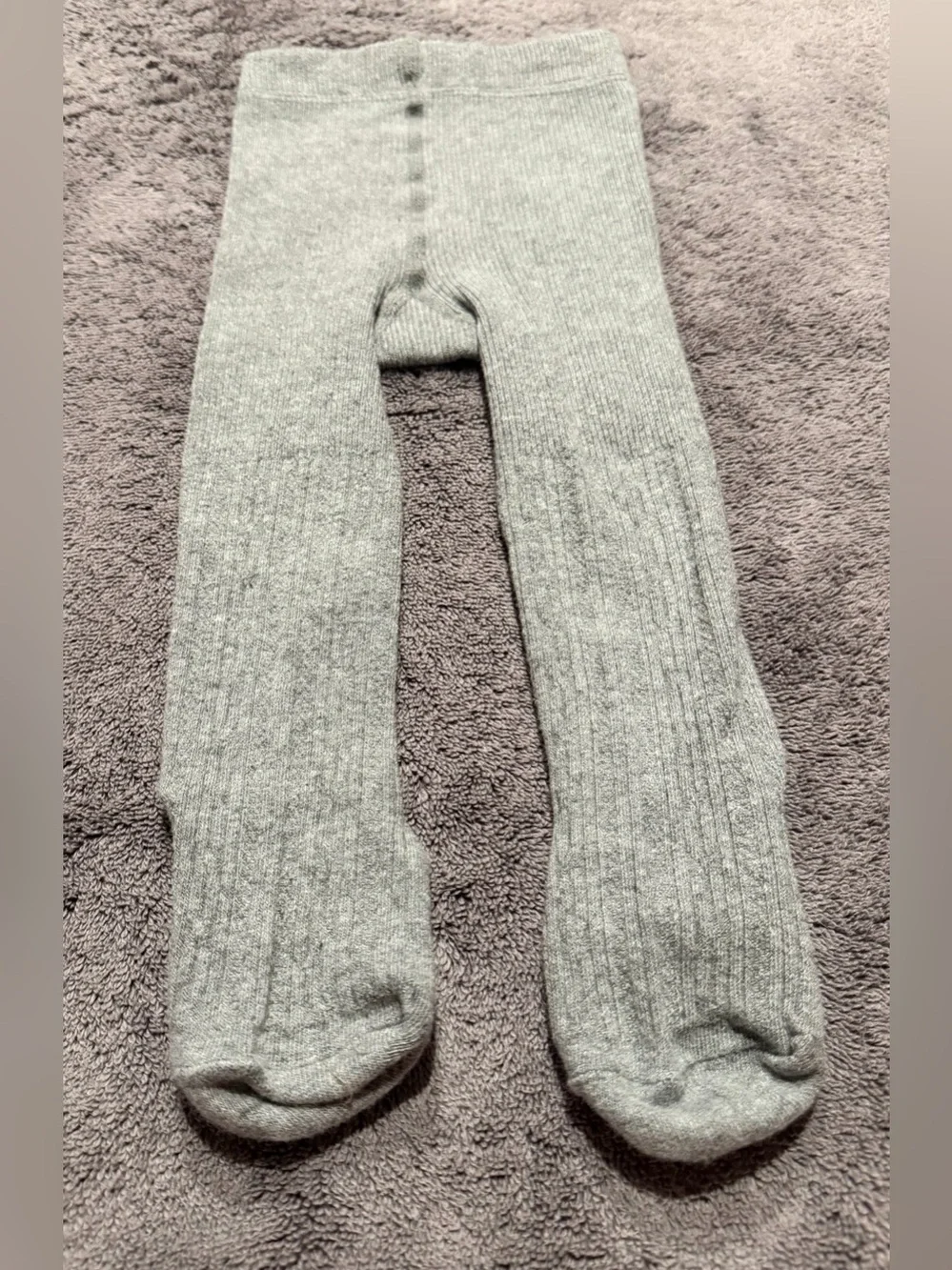 Light Gray Ribbed Knit Tights